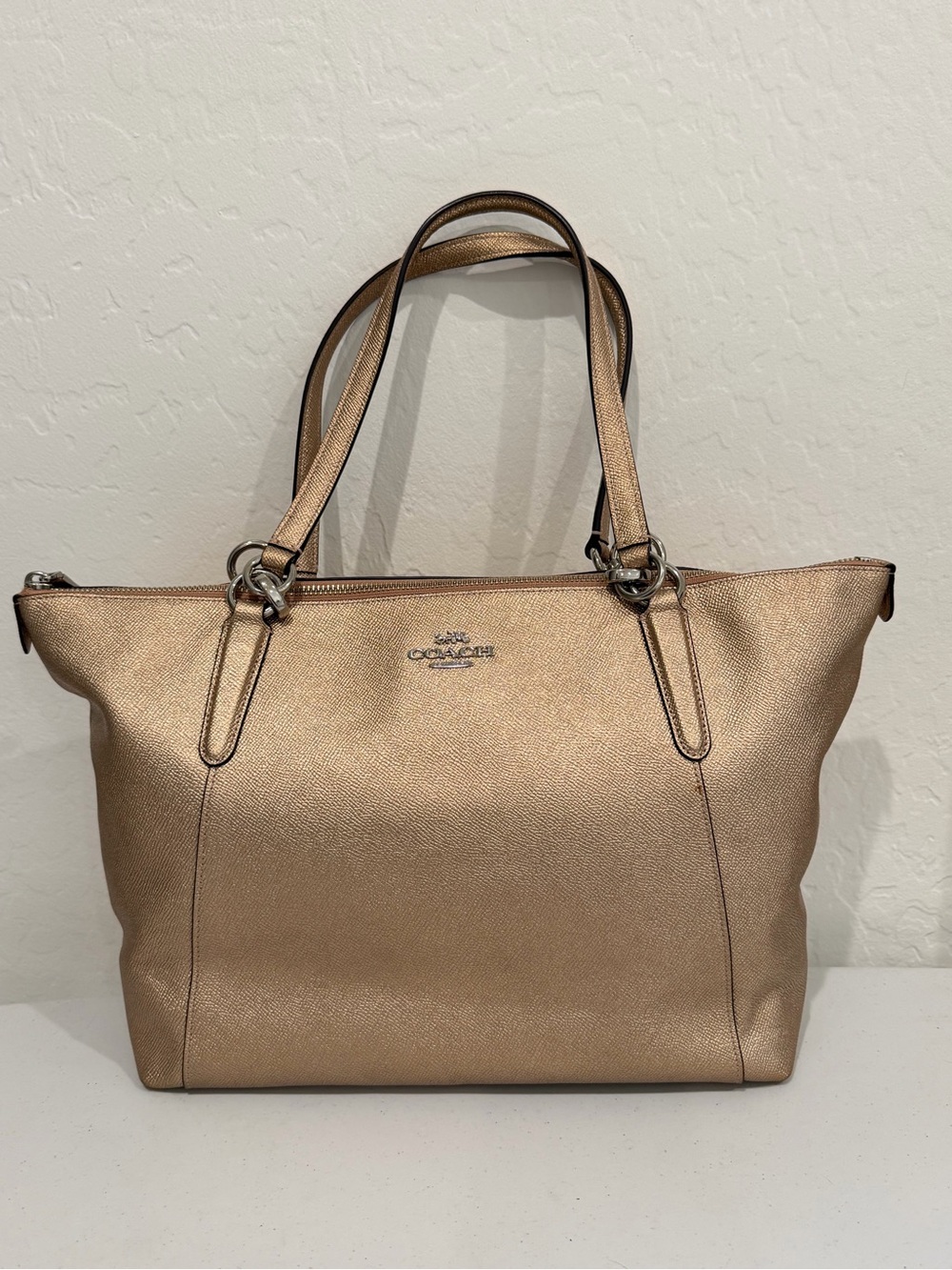 Coach Metallic Gold Ava Leather Tote